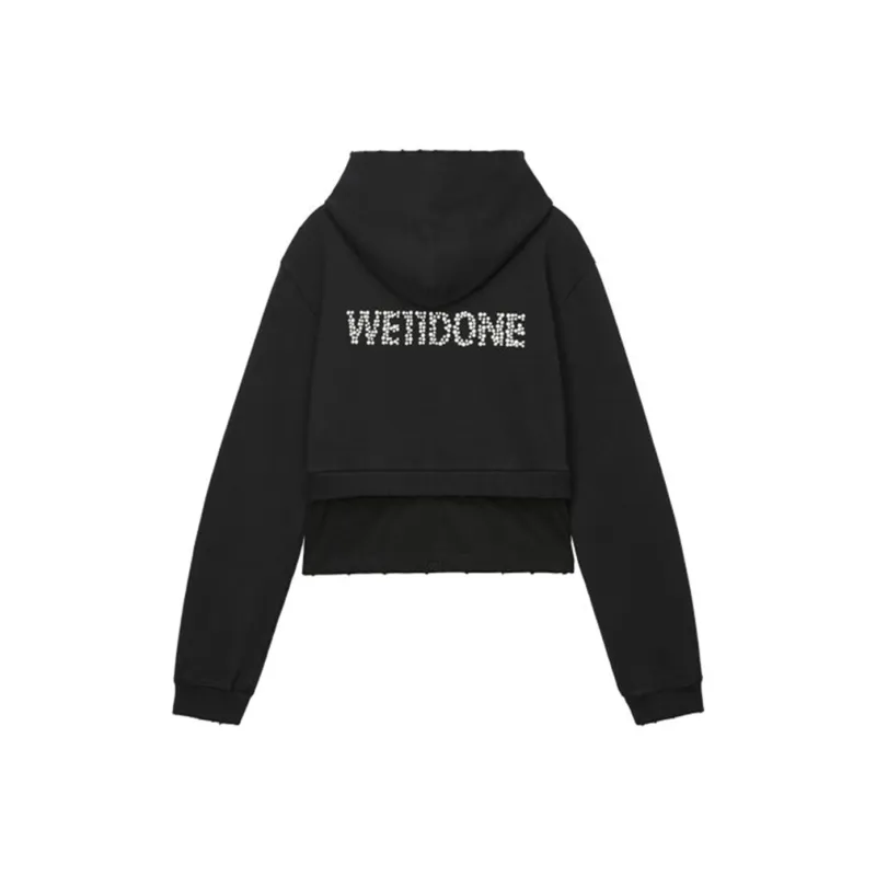 WE11DONE Faux pearl Embellishment Layered Hoodie-1