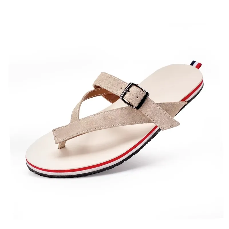 Voguhomme Rubber Sole Slip Resistant Flip Flops Men's Apricot-0