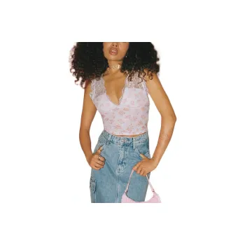 PRINCESS POLLY TYPHA TOP WHITE FLORAL Tank Tops Women's White/White