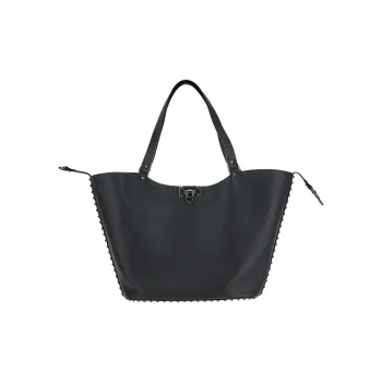 Valentino Rockstud Leather Handbag Women's Black