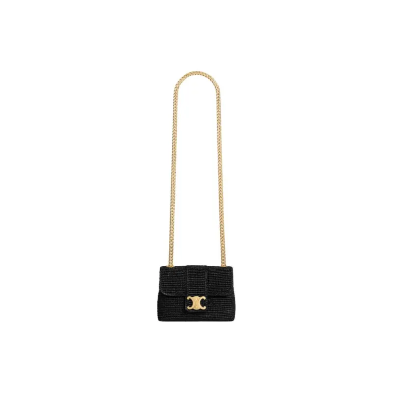 CELINE Victoire Plant Material Crossbody Bag, Shoulder Bag Mini Women's Black-1