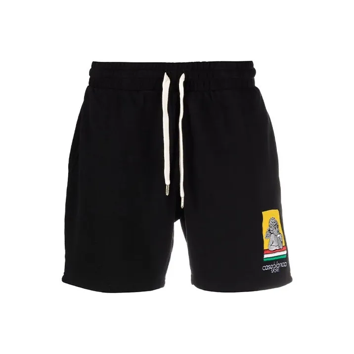 CASABLANCA Racing Cherub Embroidered Patch Sweat Shorts-0