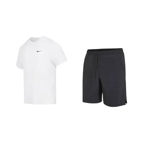 Nike Casual Sportswear Men White T-Shirt+Black tiered shorts