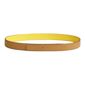 HERMES Calfskin Leather Belts Women's Camel Width 2.4cm