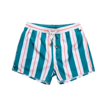 GAILANG Beach Shorts Men's Green White Orange Stripes