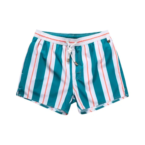 GAILANG Beach Shorts Men's Green White Orange Stripes
