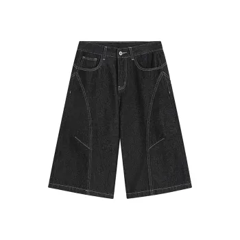 WOLF CODE Denim Shorts Unisex Black