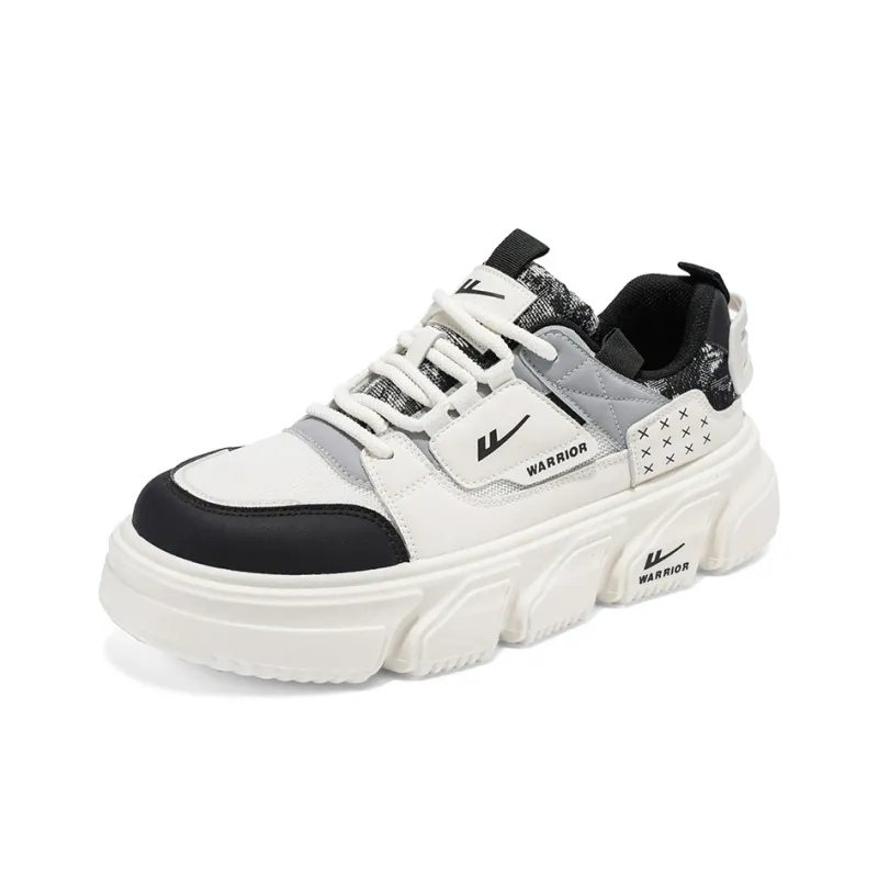 Warrior Coverage Height Increasing Abrasion Resistant Lightweight Slip Resistant Low Top Casual Shoes Men's Beige Black-1