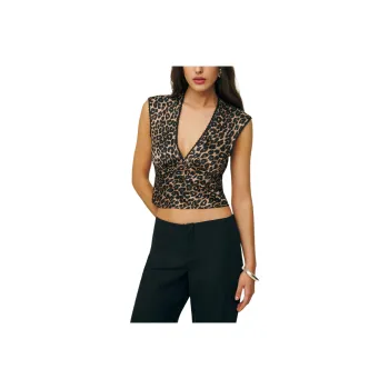 REFORMATION Cherry Silk To Tank Tops Women's Leopard Print