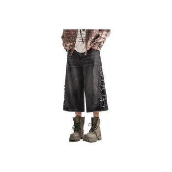 Double Dealer Denim Shorts Unisex Black
