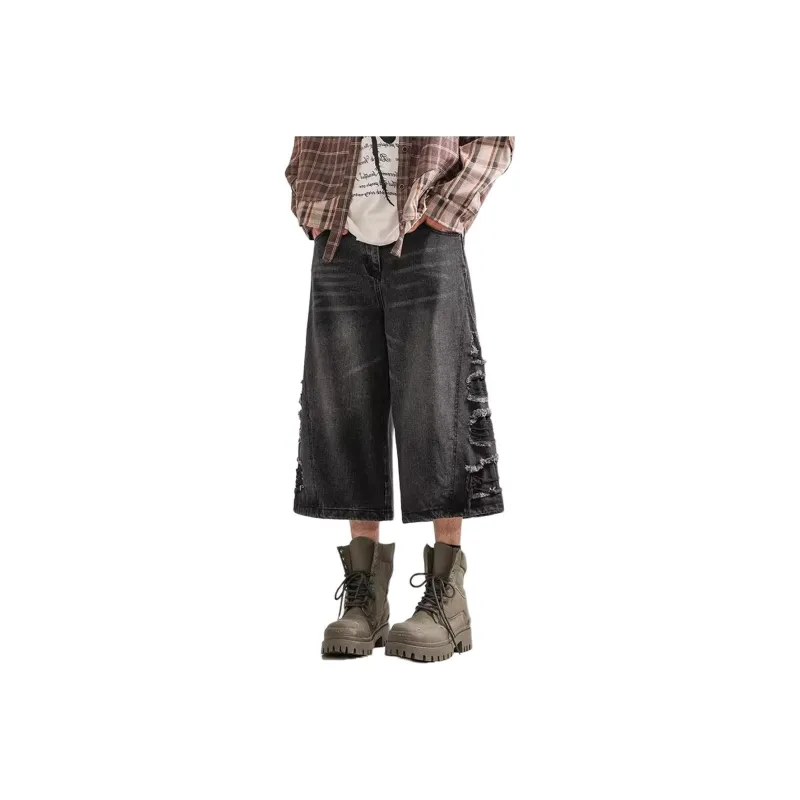 Double Dealer Denim Shorts Unisex Black-0