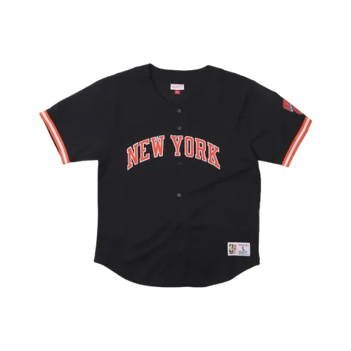 Mitchell & Ness SS25 ON THE CLOCK MESH BUTTON FRONT T Shirt Unisex Black