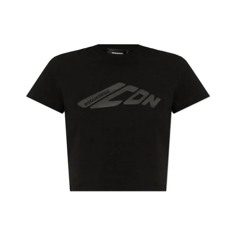 DSQUARED 2 Icon Printed Cropped T Shirt-0