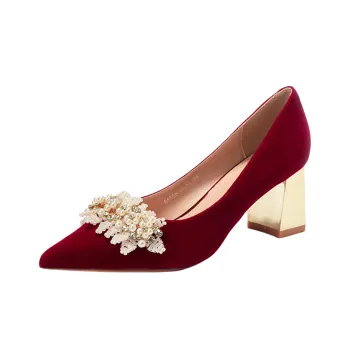 Lan Miao Chunky Heel High Heels Women's Red