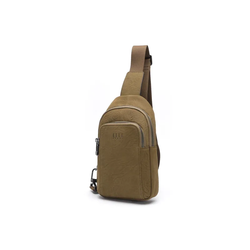 ELLE HOMME Cow Head Split Leather Sling Bag Regular Men's Khaki-1