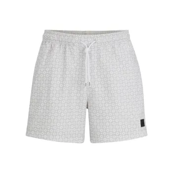 HUGO BOSS Micro Print Quick Drying Swim Shorts With Logo Detail Casual Shorts Men's White