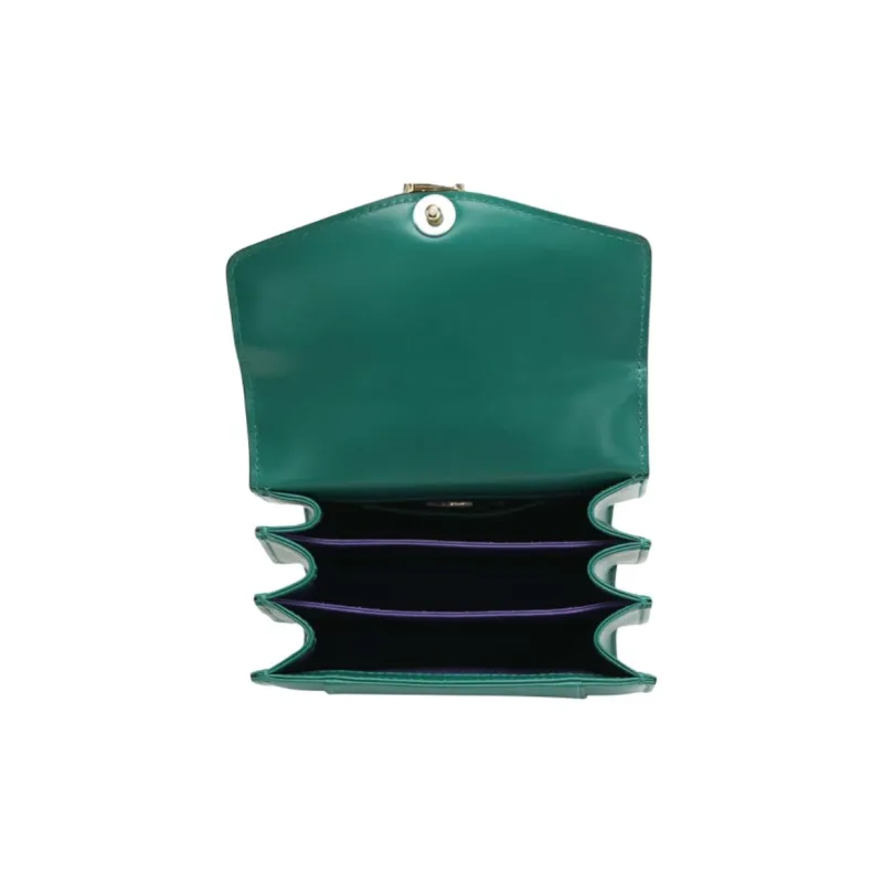 BVLGARI Serpenti Forever Cow Leather Handbag Small Size Women's Green-3