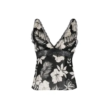 PINKO Floral Printed V Neck Sleeveless Top