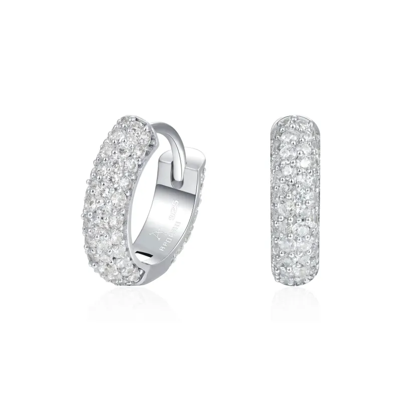 APORRO 925 Sterling Silver Earrings Unisex White Gold Plated/Black Gold White Diamond/Black Diamond-0
