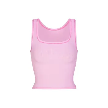 SKIMS COTTON RIB TANK Tops Women's BUBBLE GUM/Bubble Candy