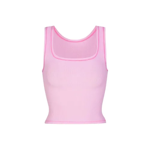 SKIMS COTTON RIB TANK Tops Women's BUBBLE GUM/Bubble Candy