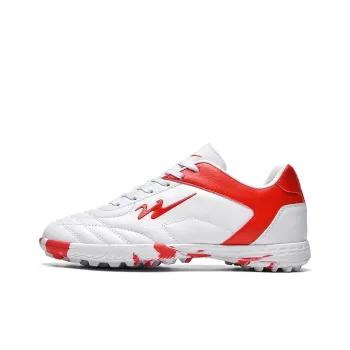 Binary TF Rubber Broken Studs Cushioning Abrasion Resistant Lightweight Soccer Shoes Unisex White Red