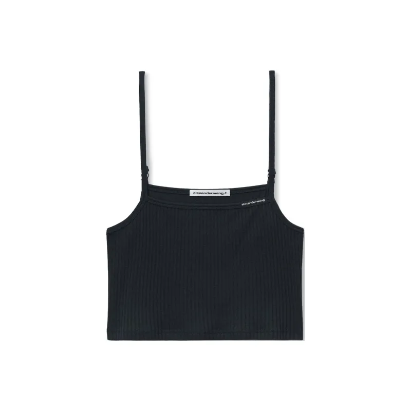 T By Alexander Wang Skinny Woven Label Cami Top Black-0