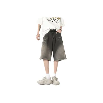 Dnnnn Denim Shorts Unisex Black Gray