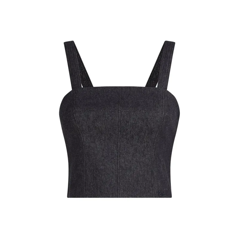 KARL LAGERFELD X Amber Valletta Denim Look Bandeaux Top-0
