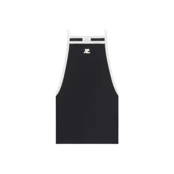 COURREGES Light Ribs Contrast Tank Top 'Black/White'