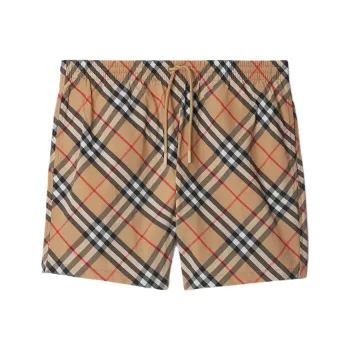 Burberry Check Printed Drawstring Swim Shorts