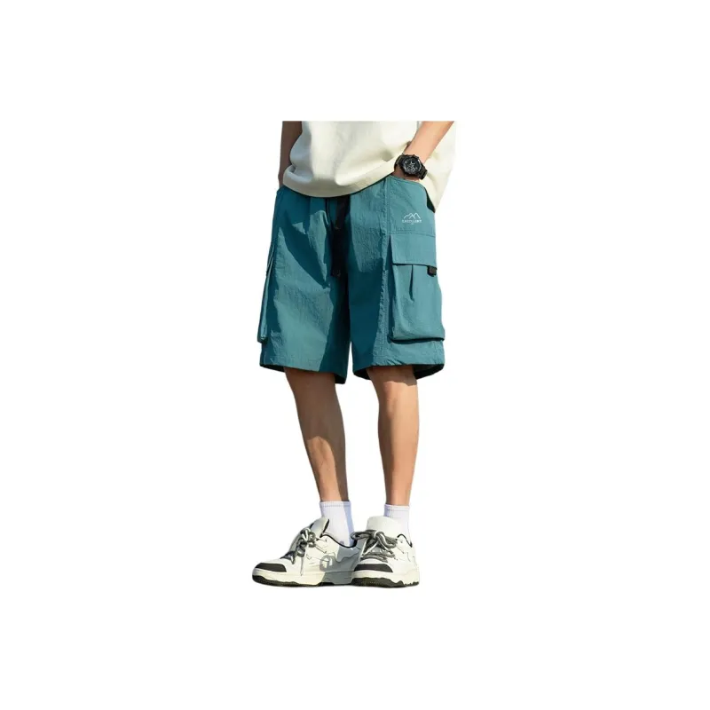 Warrior Huichao Riding The Wind Collection Cargo Shorts Unisex Lake Blue-0