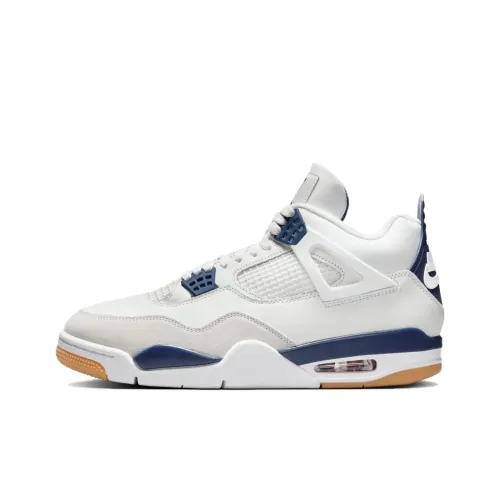 Nike SB x Jordan Air Jordan 4 'Navy' Abrasion Resistant High Top Vintage Basketball Shoes Unisex White Blue