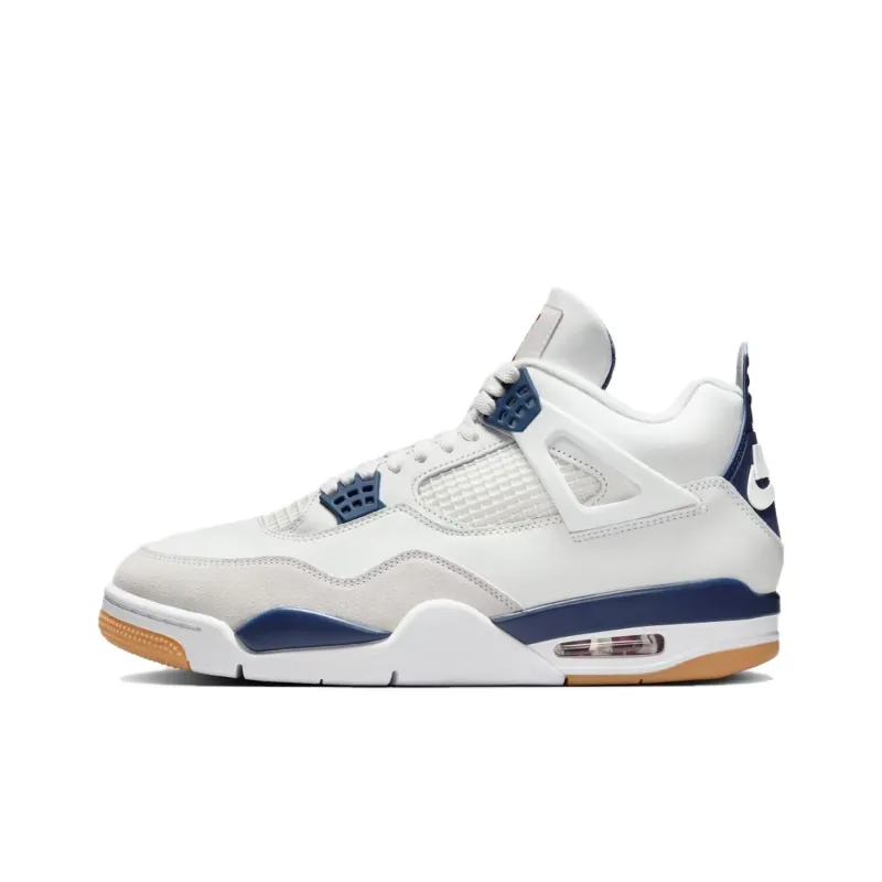 Nike SB x Jordan Air Jordan 4 'Navy' Abrasion Resistant High Top Vintage Basketball Shoes Unisex White Blue-0