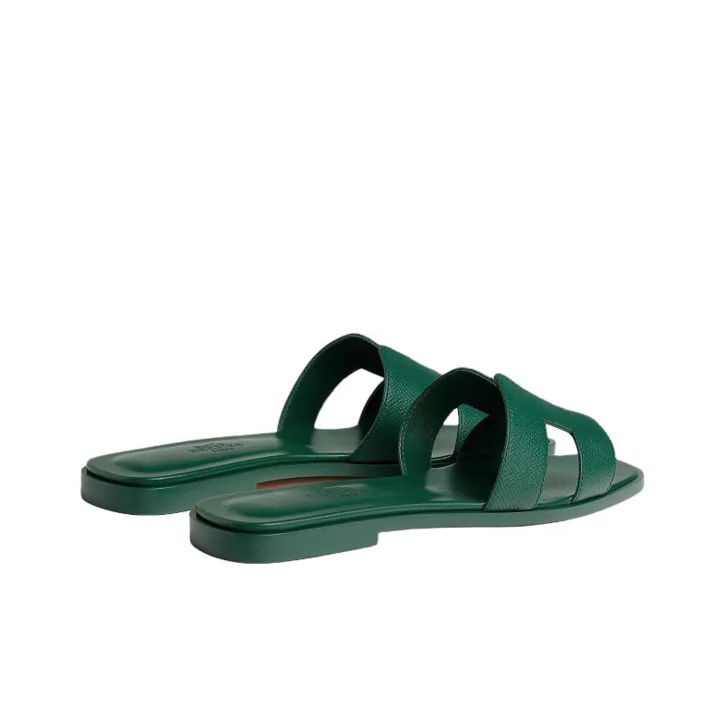 HERMES Oran Slide Slippers Women's Green-3