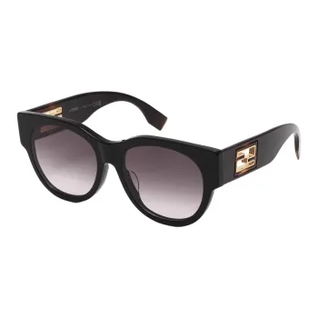 FENDI Plate Frame Oval Sunglasses Women's Black