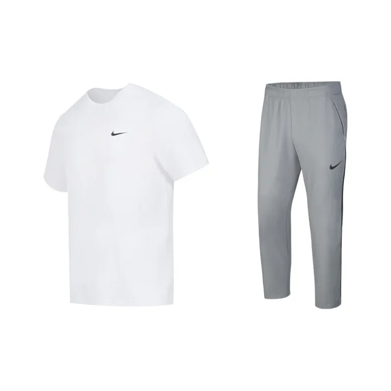 Nike Casual Sportswear Men Set White T-Shirt+Gray Pants-0