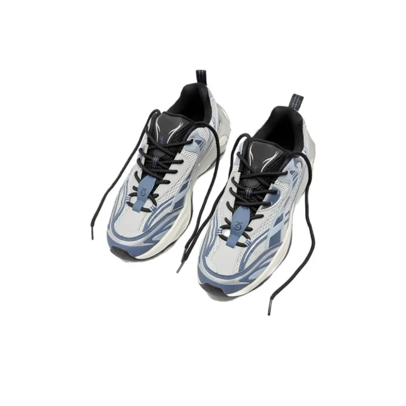 QIAODAN Get Rich Every Day Anti Slip Wear Resistant Low Top Casual Shoes Men's Gray Blue-3
