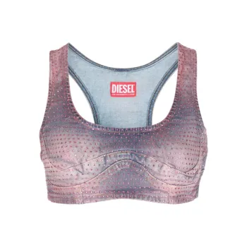DIESEL Olympic-Neckline Denim Crop Top