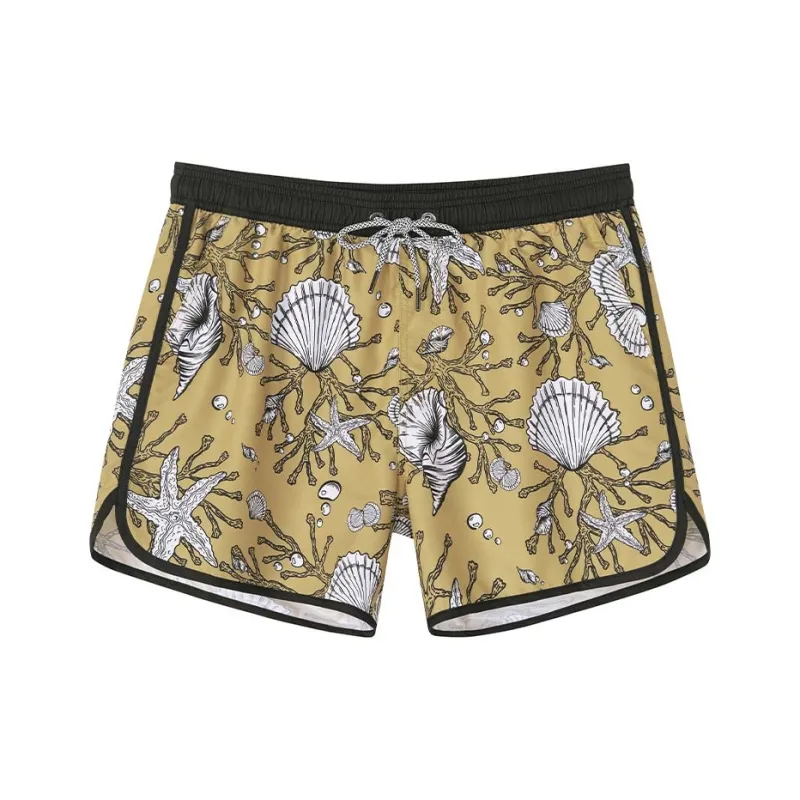 SURFCUZ Beach Shorts Men's Black/Yellow Shell-0