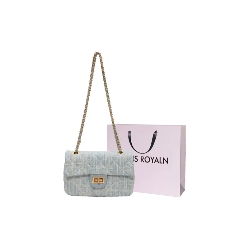 LOUIS ROYALN Denim Shoulder Bag, Crossbody Bag Regular Women's Dark Blue/Light Blue-4