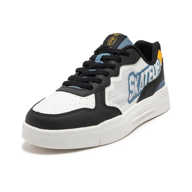 361° Abrasion Resistant Low Top Skateboard Shoes Men's Black White-1