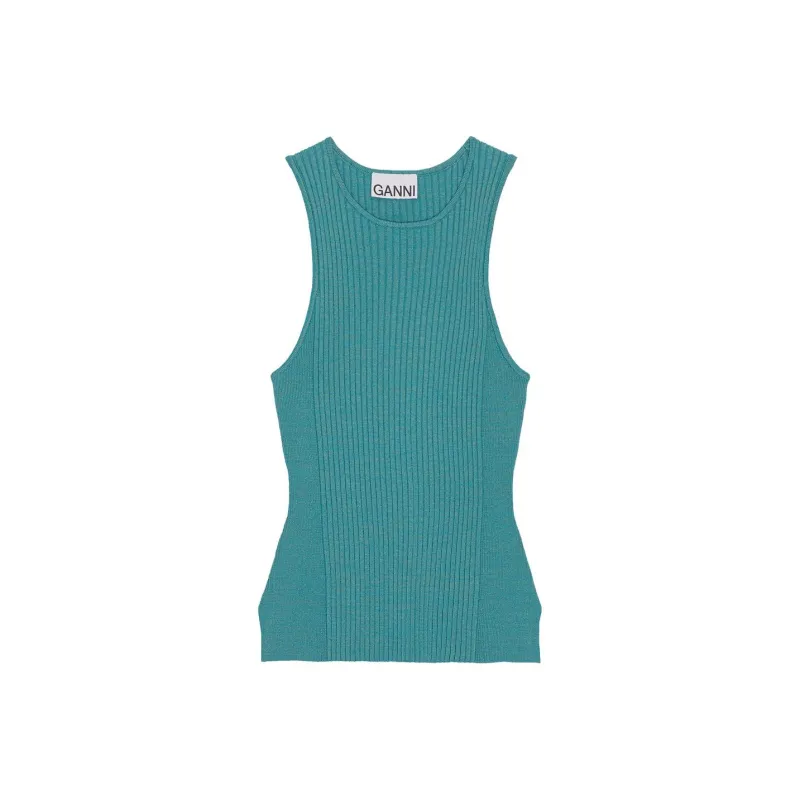 GANNI Tank Tops Women's Lake Blue-0