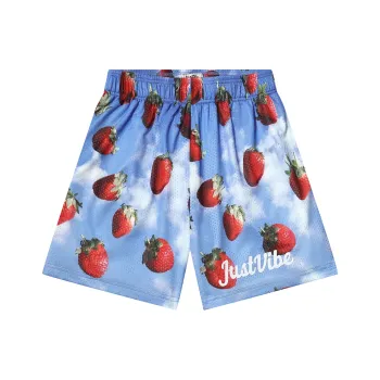 JUST VIBE Casual Shorts Unisex Strawberry Blue