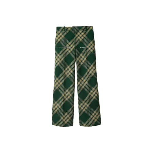 Burberry Check Pattern Straight Leg Tailored Trousers