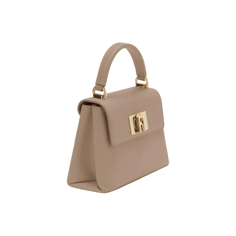 Furla 1927 Collection Textured Leather Shoulder Bag, Crossbody Bag, Handbag Mini Women's Gray-1