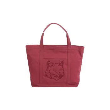 Maison Kitsune Cotton Tote Bag, Shopping Bag, Shoulder Bag, Handbag Tubas Men's Red