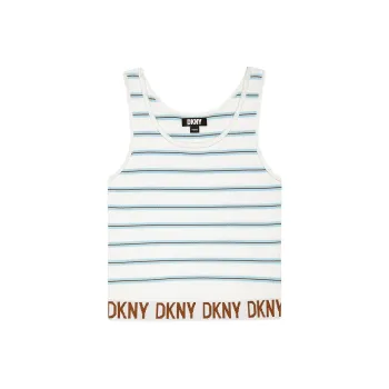DKNY SS24 Tank Top Women's Blue Stripes Pattern