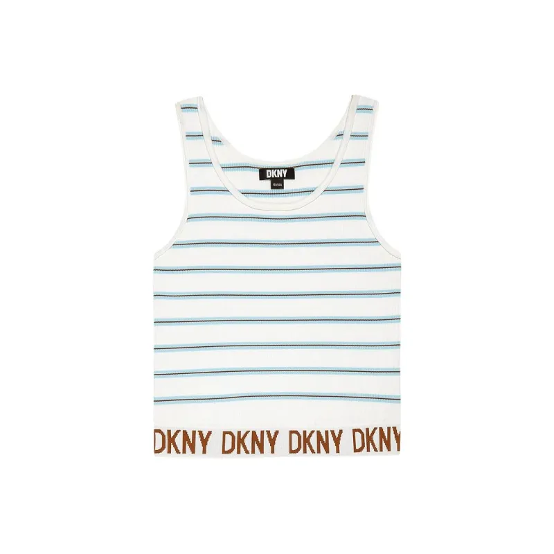 DKNY SS24 Tank Top Women's Blue Stripes Pattern-0