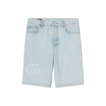 GUCCI FW25 Lido Collection Denim Shorts Men's Light Blue